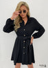 Summer short Black Dress with long sleeve